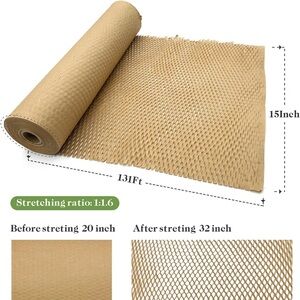 2 Rolls of Honeycomb Packing Paper, 15" x 131' Packing Paper Substitute